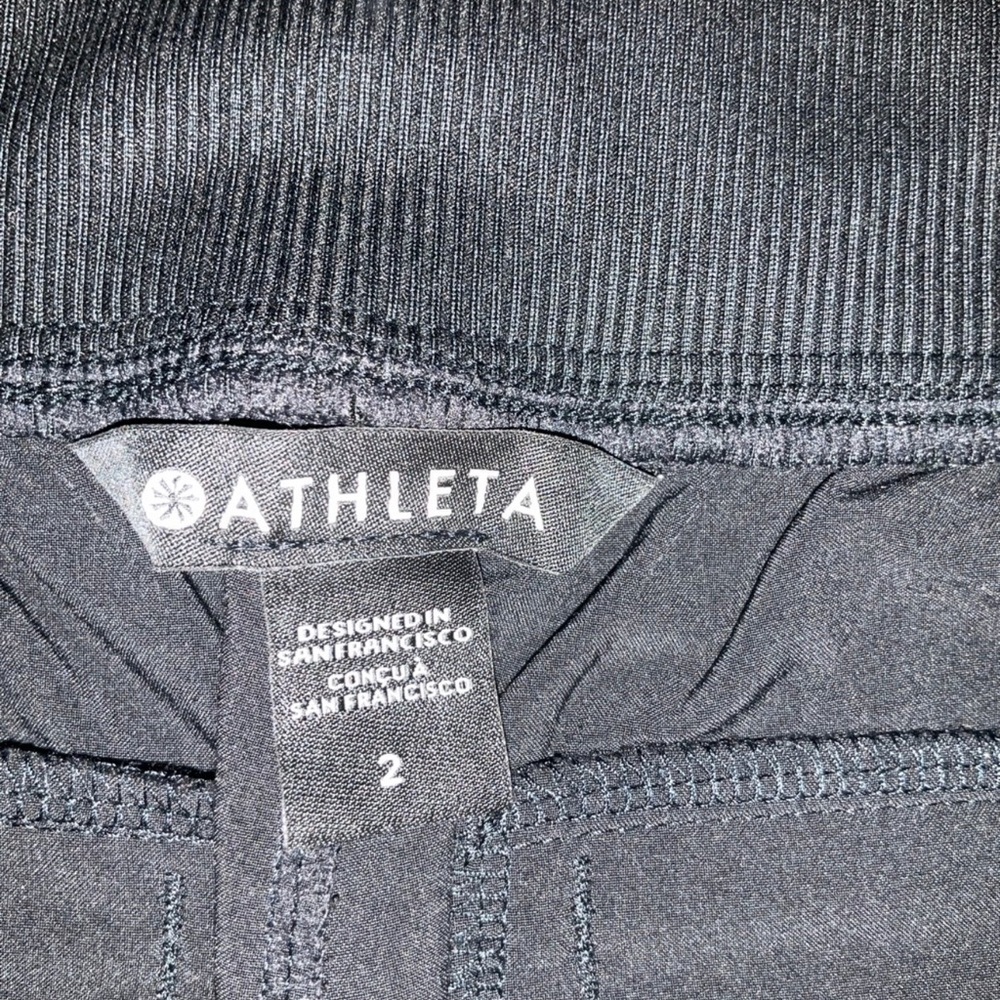 Athleta Brooklyn black ribbed mid rise ankle pants with ribbed side panel, 2 - Picture 6 of 9
